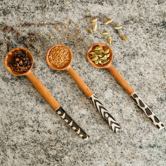 Olive Wood Batik Handled Sugar Spoon