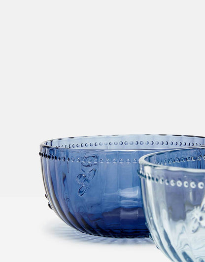 Country Cottage Pressed Glass Bee Dark Blue Dessert Bowl