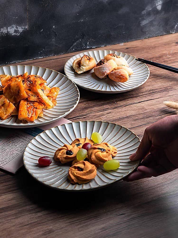 Gohobi handmade ceramic plate Japanese style tableware stone