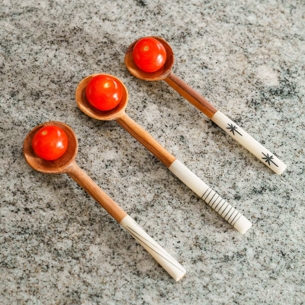 Olive Wood Batik Handled Sugar Spoon