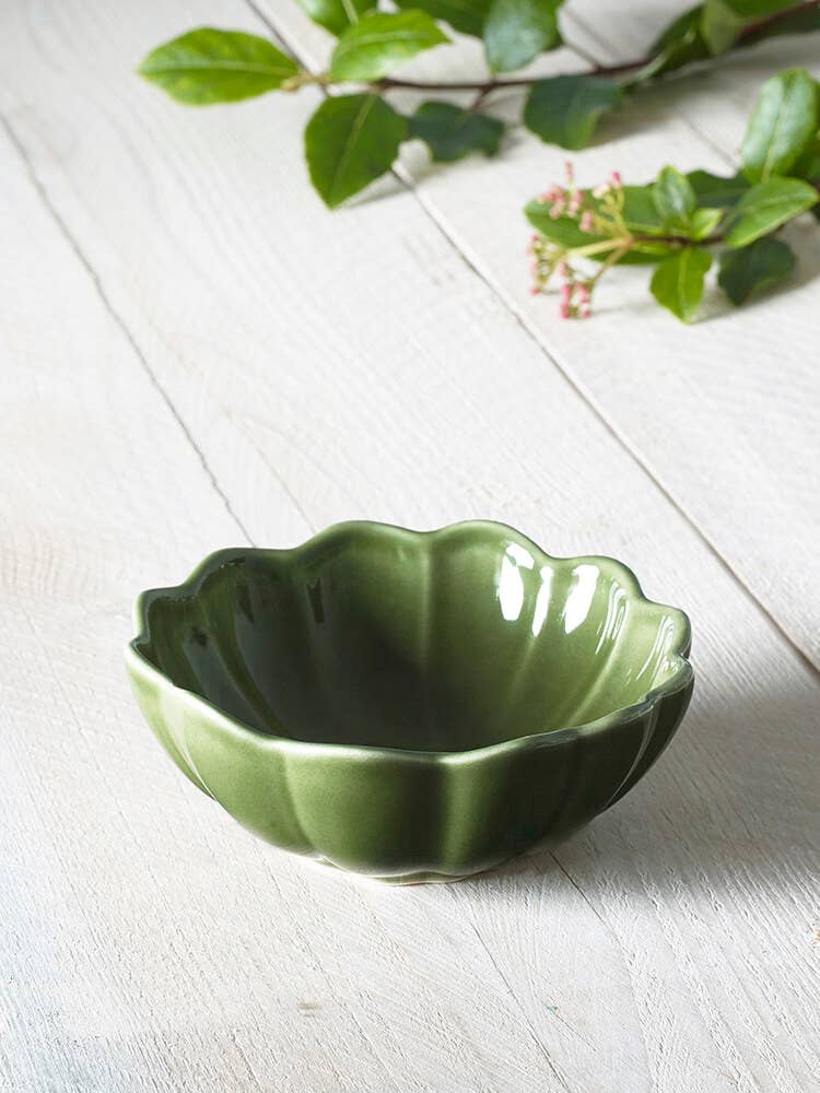 Scallop Small Dip Bowl Green