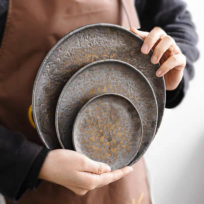 Gohobi Handmade Metallic Glaze Ceramic Plate