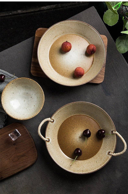 Gohobi Handmade Japanese Style Stoneware Pasta Bowl