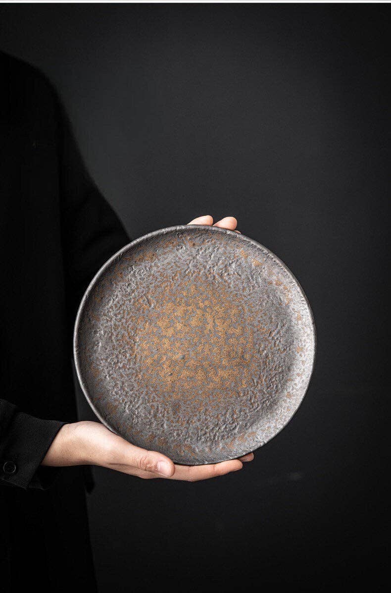 Gohobi Handmade Metallic Glaze Ceramic Plate