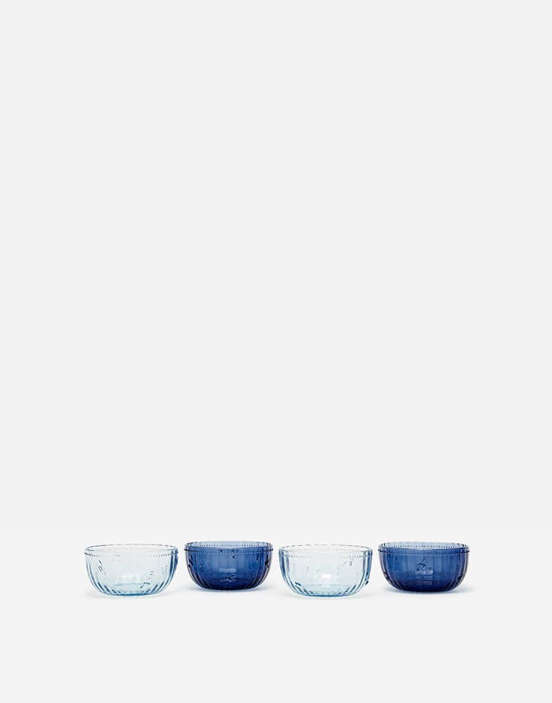 Country Cottage Pressed Glass Bee Dark Blue Dessert Bowl