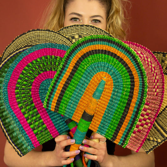 Ghanaian Woven Fans - Pack of 6 'Mixed'